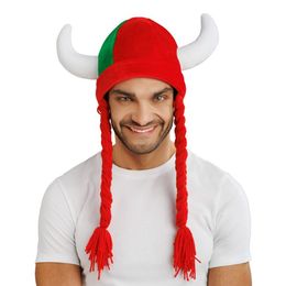 Vikingahjälm Röd/Grön med Flätor