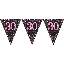 Vimpelgirlang 30 Svart/Rosa Glitter
