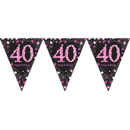 Vimpelgirlang 40 Svart/Rosa Glitter