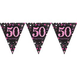 Lippuviirinauha 50 Musta/Vaaleanpunainen Kimalle