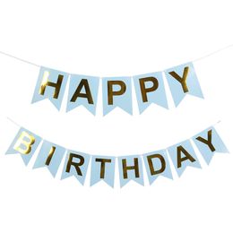 Vimpelgirlang Happy Birthday Ljusblå