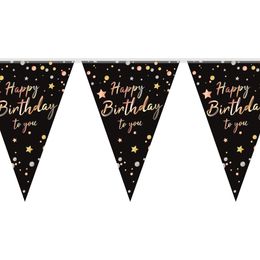 Vimpelgirlang Happy Birthday Svart