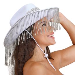 Lysbildefremvisning - Hvid Cowboyhat med Rhinsten Bride