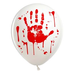 Vita Ballonger med Blodiga Handavtryck