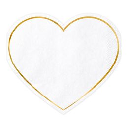 Vita Servetter Hjärtformade Guldkant