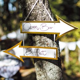 Lysbildefremvisning - Hvide Skilte med Guldkant