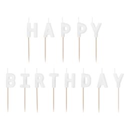 Vita Tårtljus Happy Birthday