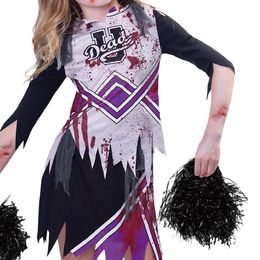 Bildspel - Zombie Cheerleader Svart/Lila Barn Maskeraddräkt