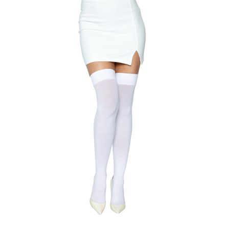 Knæstrømper Nylon Hvide Deluxe | Partyking