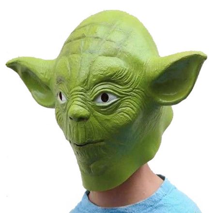 Yoda Adults Green Mask Latex with White Hair