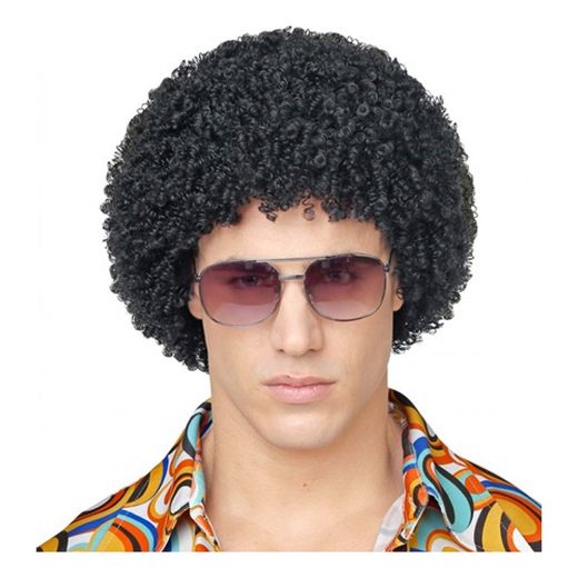 80'er Lang Krøllet Sort Paryk | Partykungen