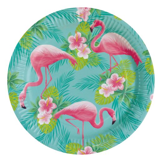 Papperstallrik flamingo 6-pack 23cm main image 1
