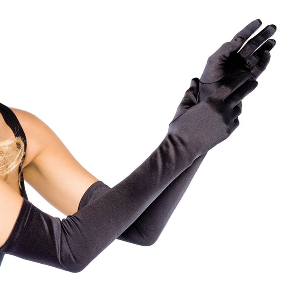 Black satin gloves
